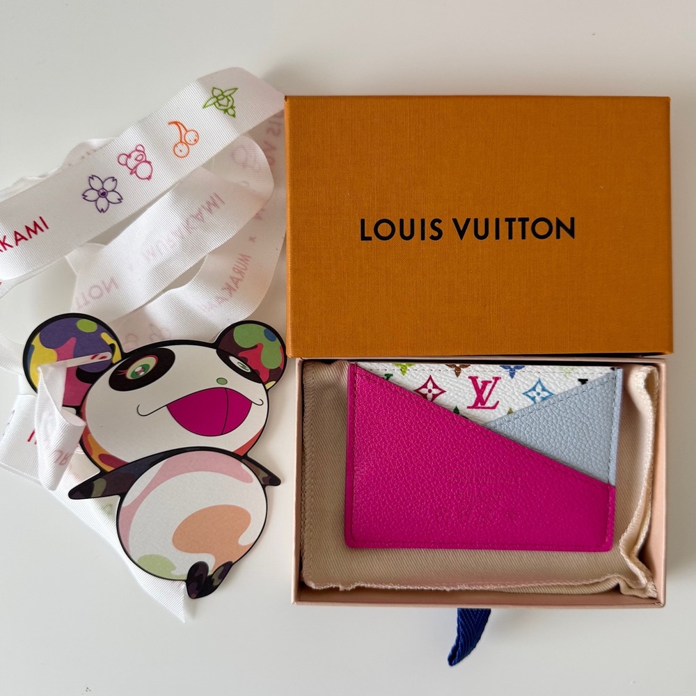 Louis Vuitton X Murakami Multicolor Criss Cross Cardholder Hawaii Pink